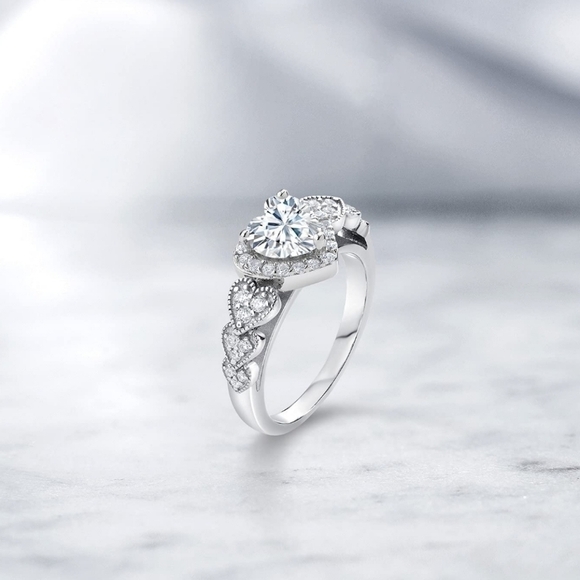 Certified Brilliant 1.23ct Diamond Heart Ring Charles Colvard Moissanite Wedding - Picture 2 of 6